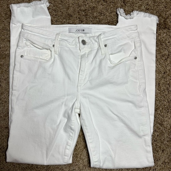 Joe's Jeans Denim - Joe’s skinny ankle white jeans frayed uneven ankle hem size 27
